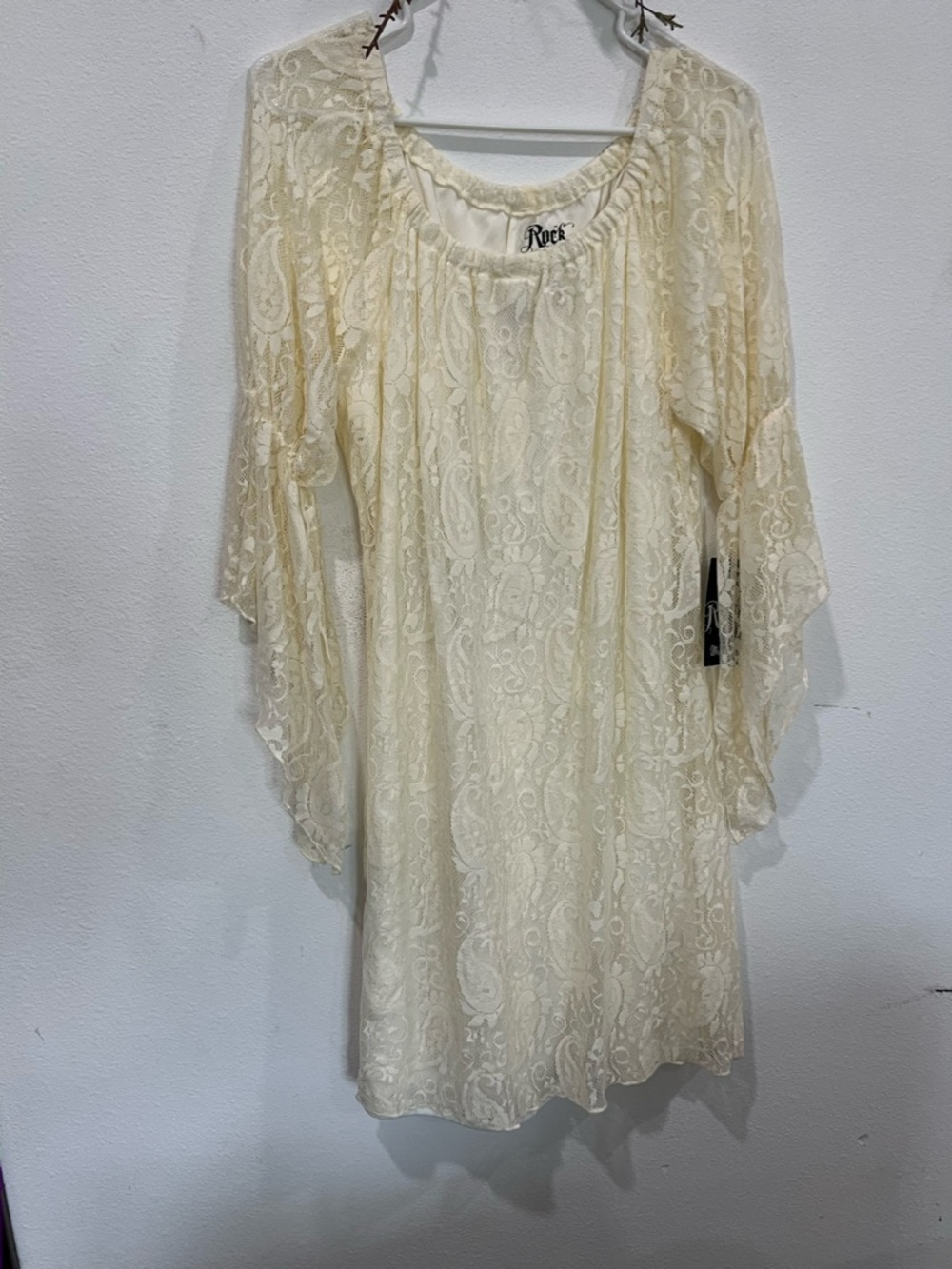Rock Cream Lace Long-Sleeve Boho Dress
